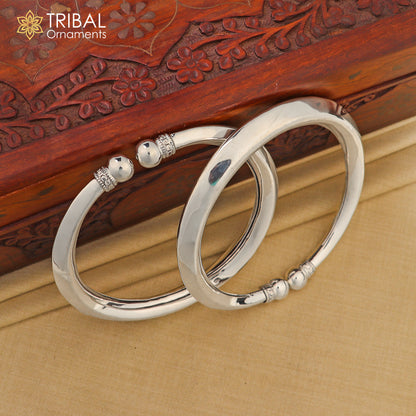 Sterling silver foot bracelet ankle kada with shiny, plain design, unisex jewelry by Tribal Ornaments.