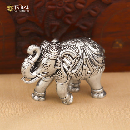 925 Sterling silver vintage design baby elephant statue or sculpture, puja article for home art849 - TRIBAL ORNAMENTS