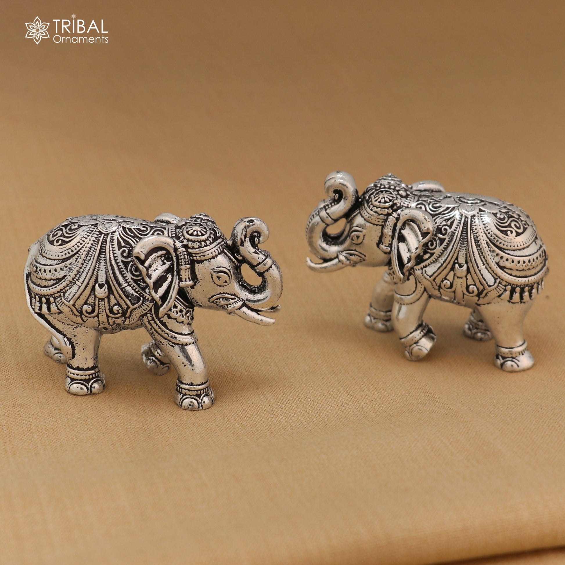 925 Sterling silver vintage design baby elephant statue or sculpture, puja article for home art849 - TRIBAL ORNAMENTS