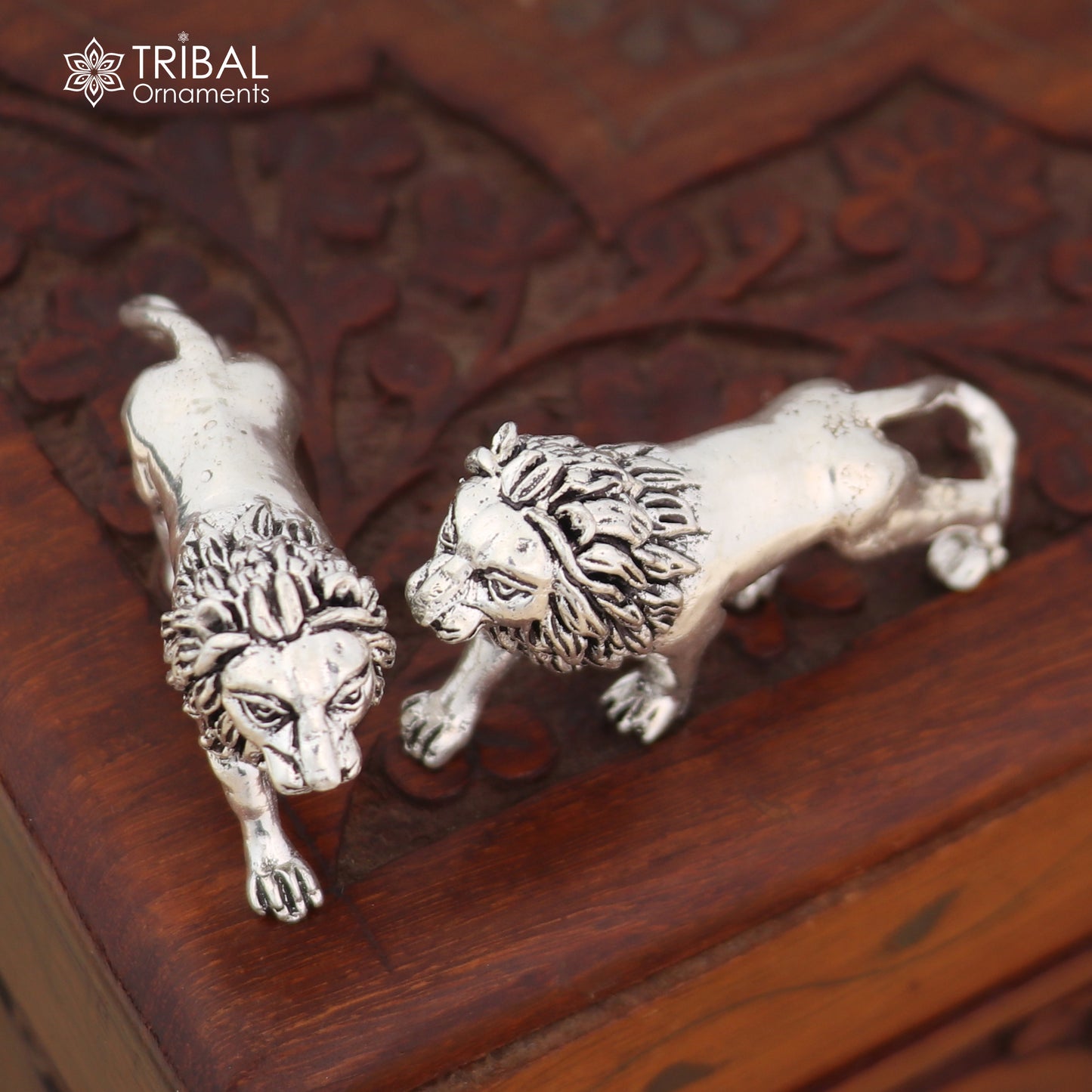 925 Sterling silver vintage design baby lion statue or sculpture, puja article for home art850 - TRIBAL ORNAMENTS