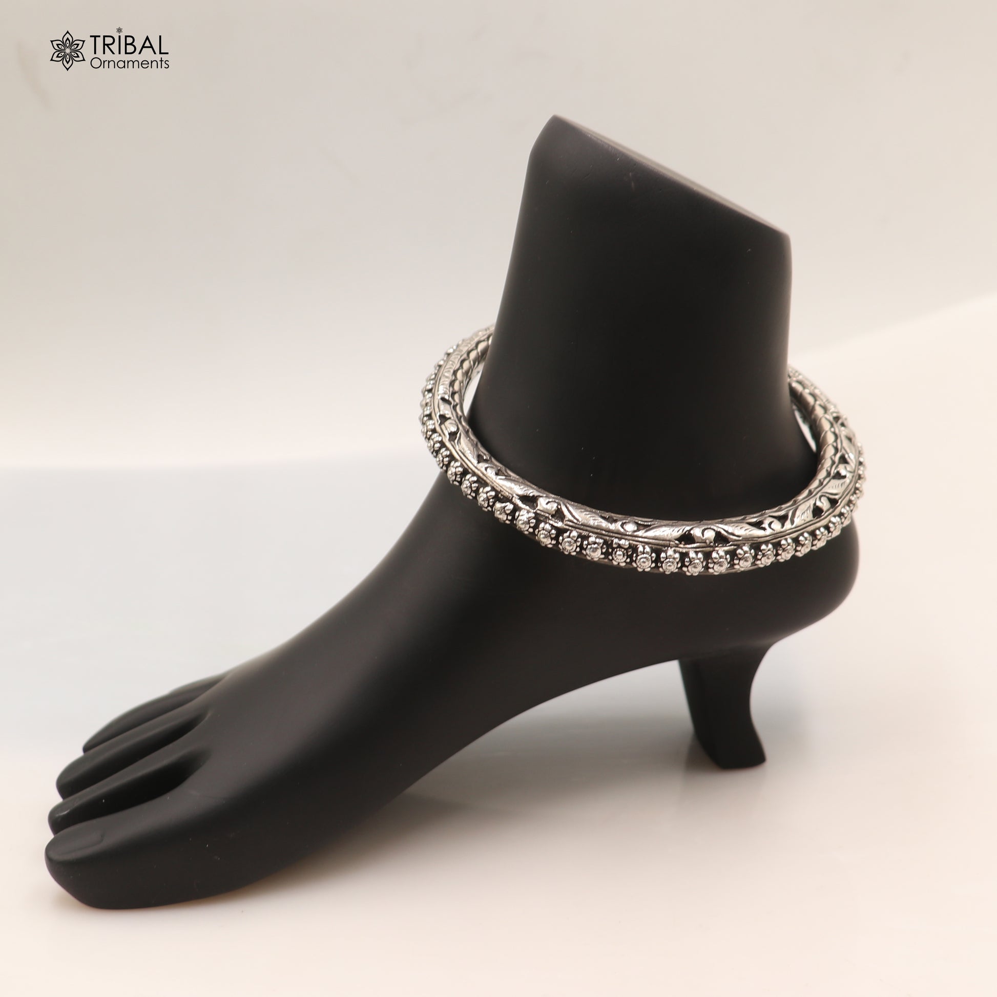 925 sterling silver vintage ethnic  chitai work customized foot ankle kada bracelet jewelry nsfk148 - TRIBAL ORNAMENTS