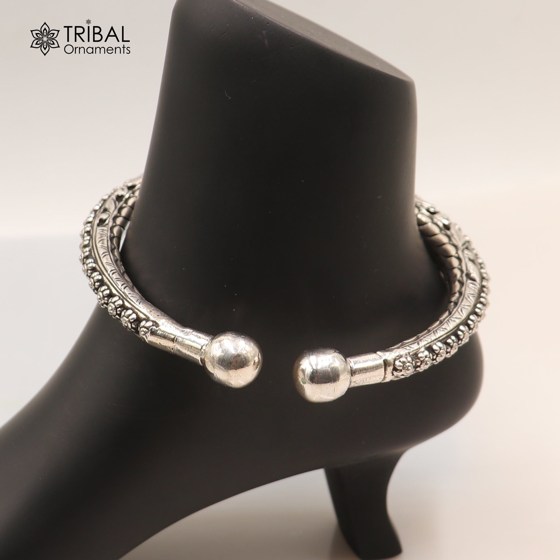925 sterling silver vintage ethnic  chitai work customized foot ankle kada bracelet jewelry nsfk148 - TRIBAL ORNAMENTS