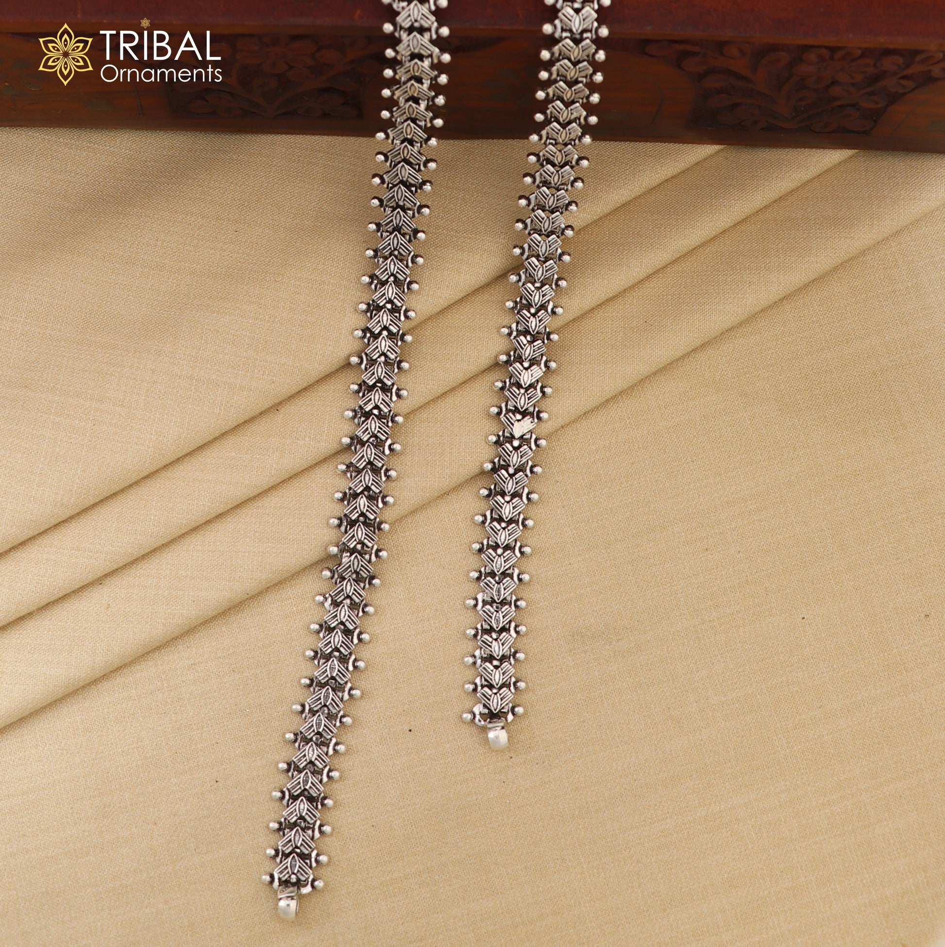 Indian Traditional cultural trendy 925 Sterling silver anklets foot bracelet gift for women's chunky jewelry ank01 - TRIBAL ORNAMENTS