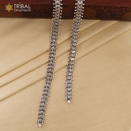 Indian traditional 925 sterling silver anklet for women, featuring chunky, trendy design and cultural details.