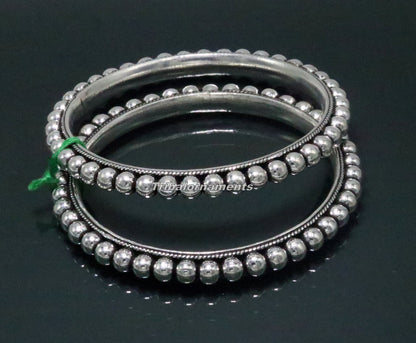 925 sterling silver beaded bangle bracelet with oxidized finish, personalized jewelry for belly dance, from TRIBAL ORNAMENTS.
