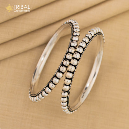 925 sterling silver beaded bangle bracelet with oxidized finish, personalized jewelry, ideal for belly dance accessories.