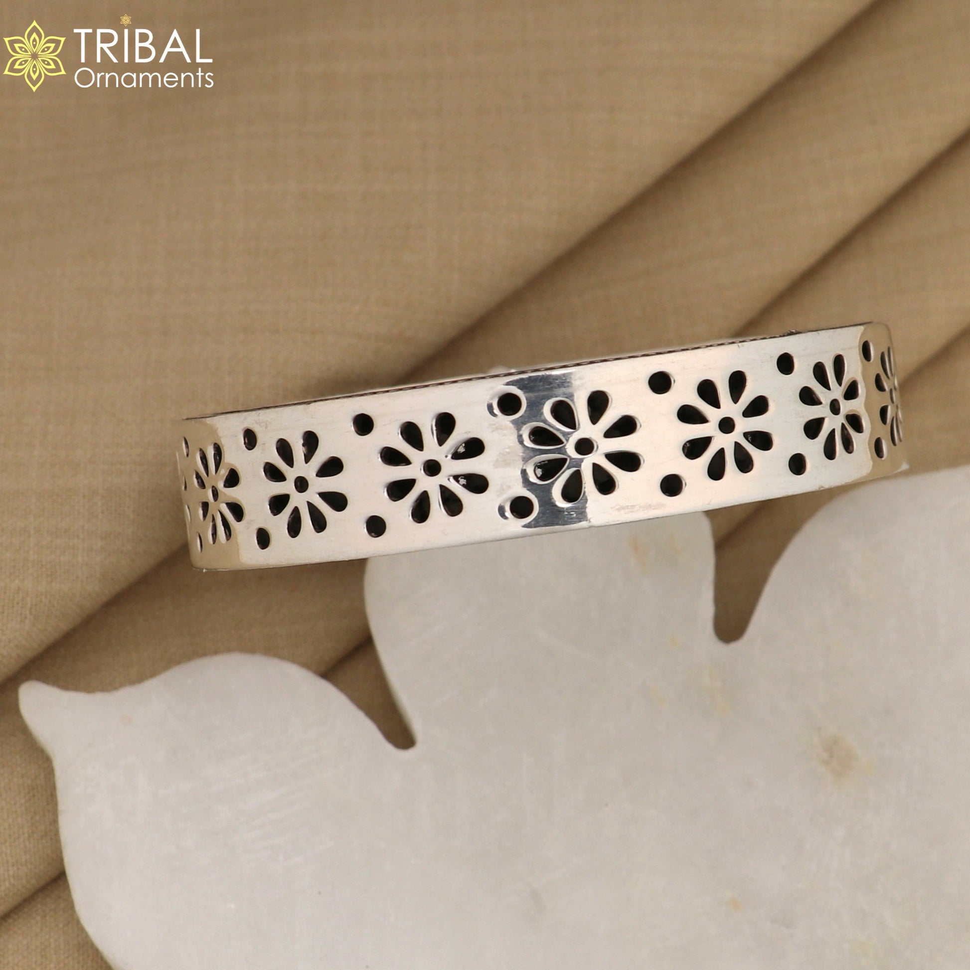 925 sterling silver floral bangle bracelet, vintage design brides bangle jewelry ba116 - TRIBAL ORNAMENTS