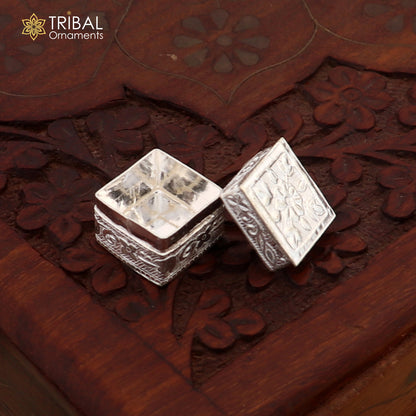 Lot boxes 925 sterling silver trinket box, kajal box/casket box bridal square shape box collection, eyeliner box wedding gifting stb349 - TRIBAL ORNAMENTS