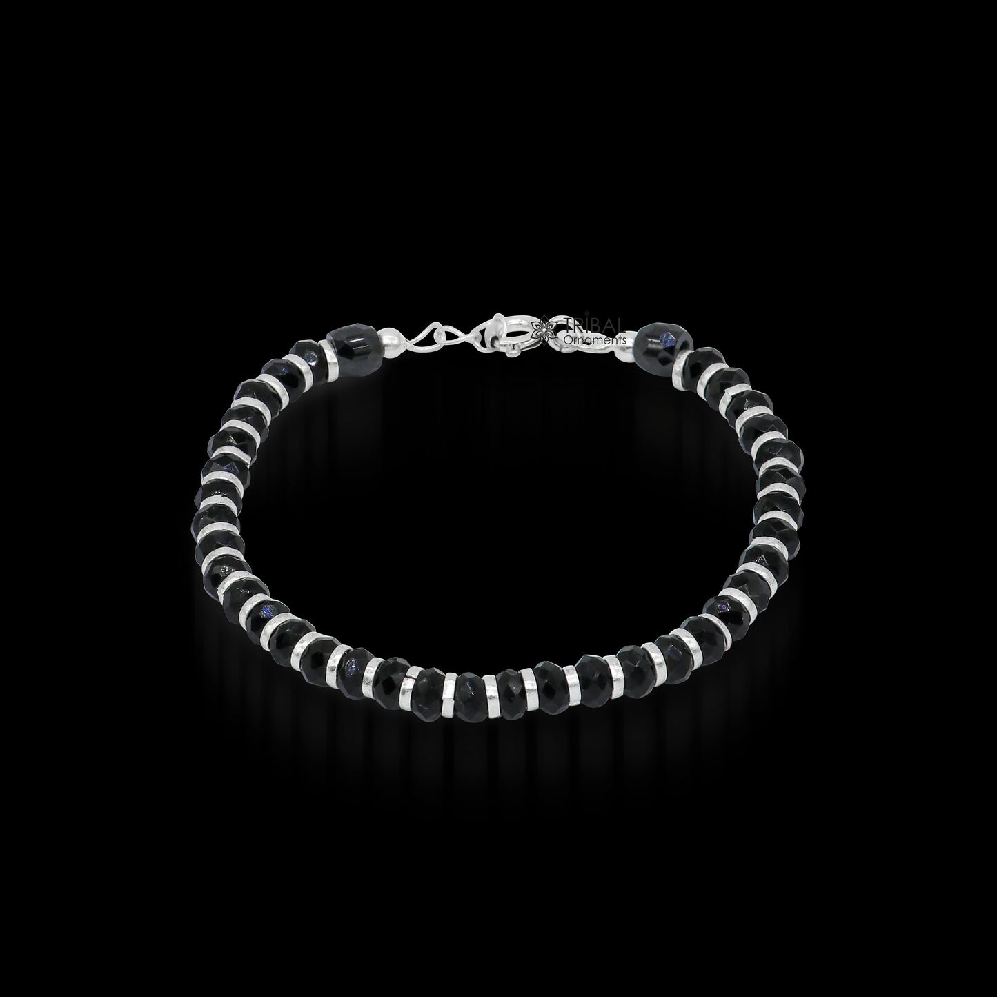 925 sterling silver black beads Nazariya double use bracelet or anklet, protect from evil eyes, new born baby bracelet bbr505 - TRIBAL ORNAMENTS