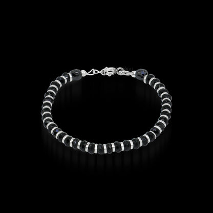 925 silver black beads Nazariya bracelet or anklet, tribal jewelry for babies, double-use evil eye protection, new born accessory