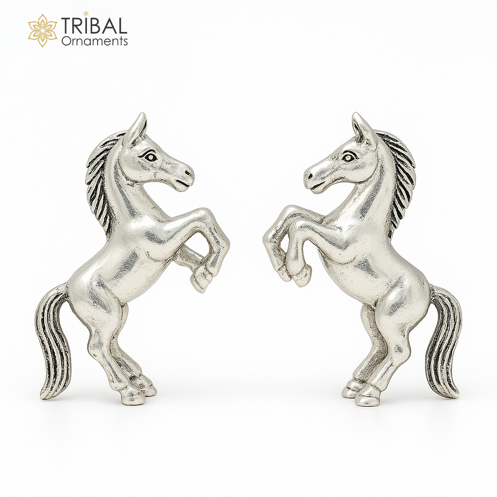 Amazing stylish unicorn horse small statue handmade sterling silver article from india art536 - TRIBAL ORNAMENTS