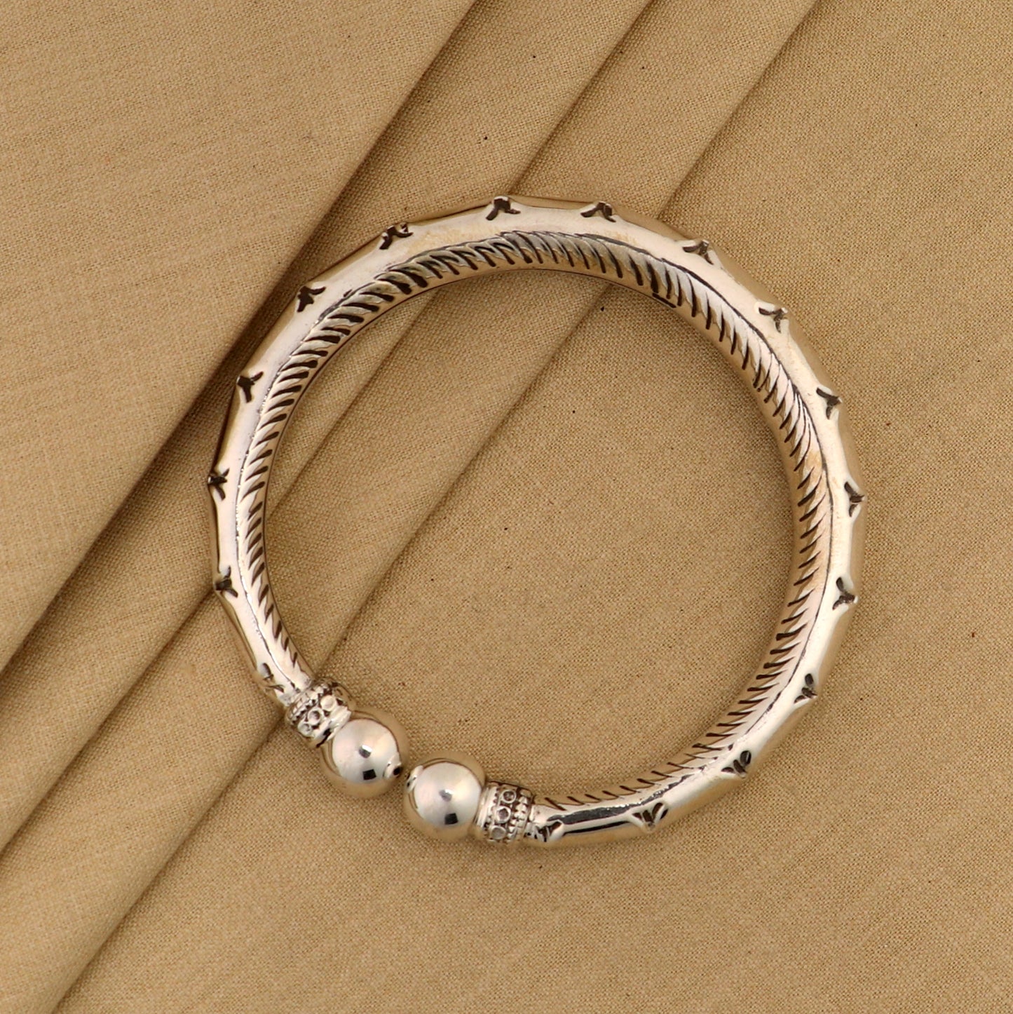 925 sterling silver customized work bangle bracelet kada pair,stylish bangle unisex jewelry nsk327 - TRIBAL ORNAMENTS