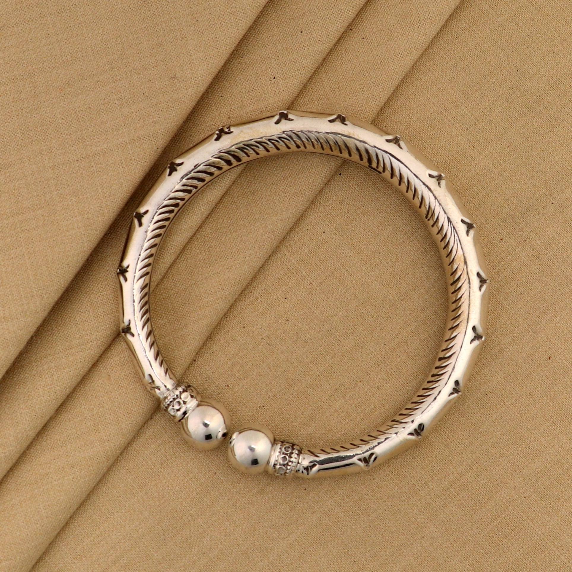 925 sterling silver customized work bangle bracelet kada pair,stylish bangle unisex jewelry nsk327 - TRIBAL ORNAMENTS