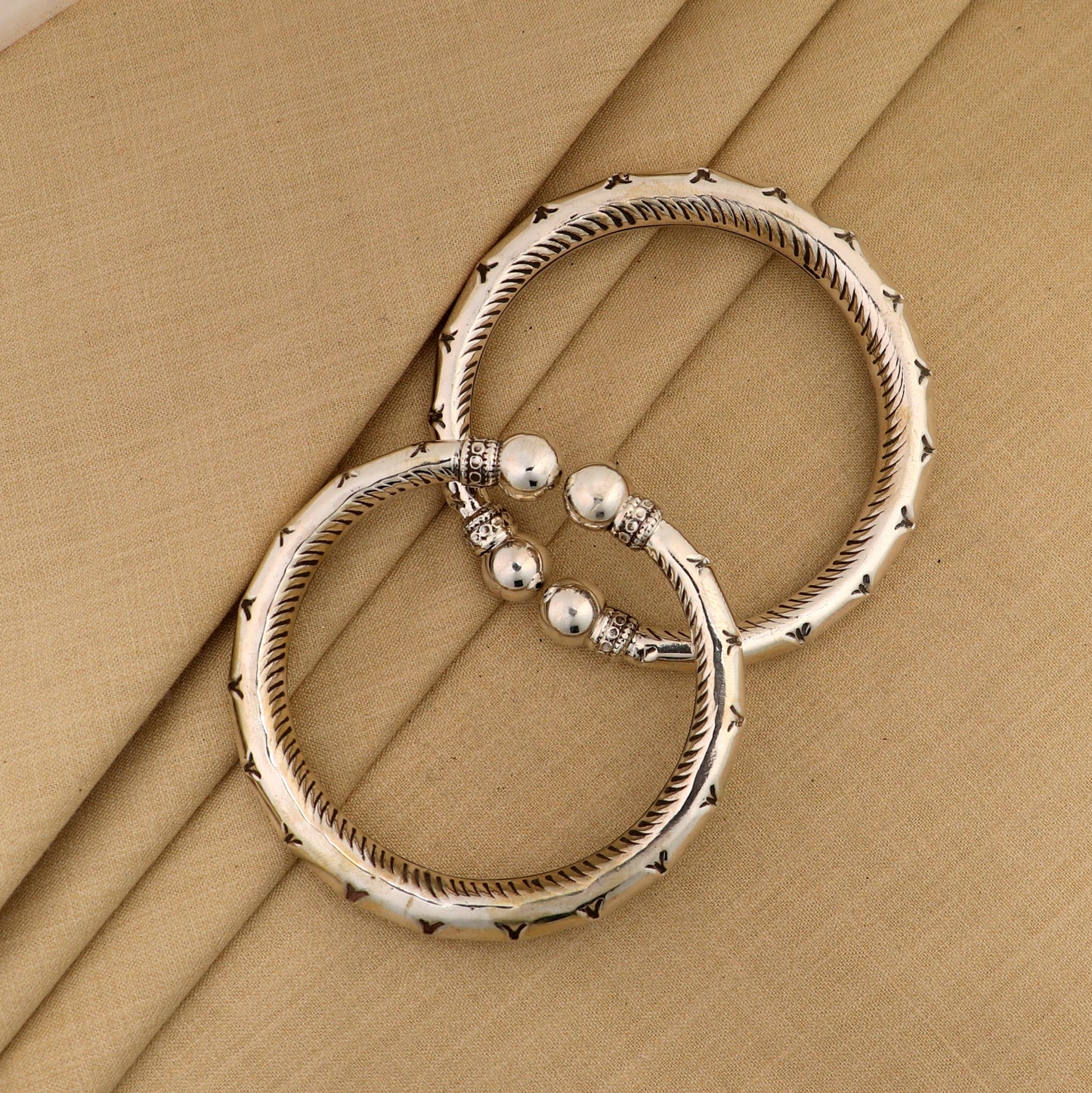 925 sterling silver customized work bangle bracelet kada pair,stylish bangle unisex jewelry nsk327 - TRIBAL ORNAMENTS