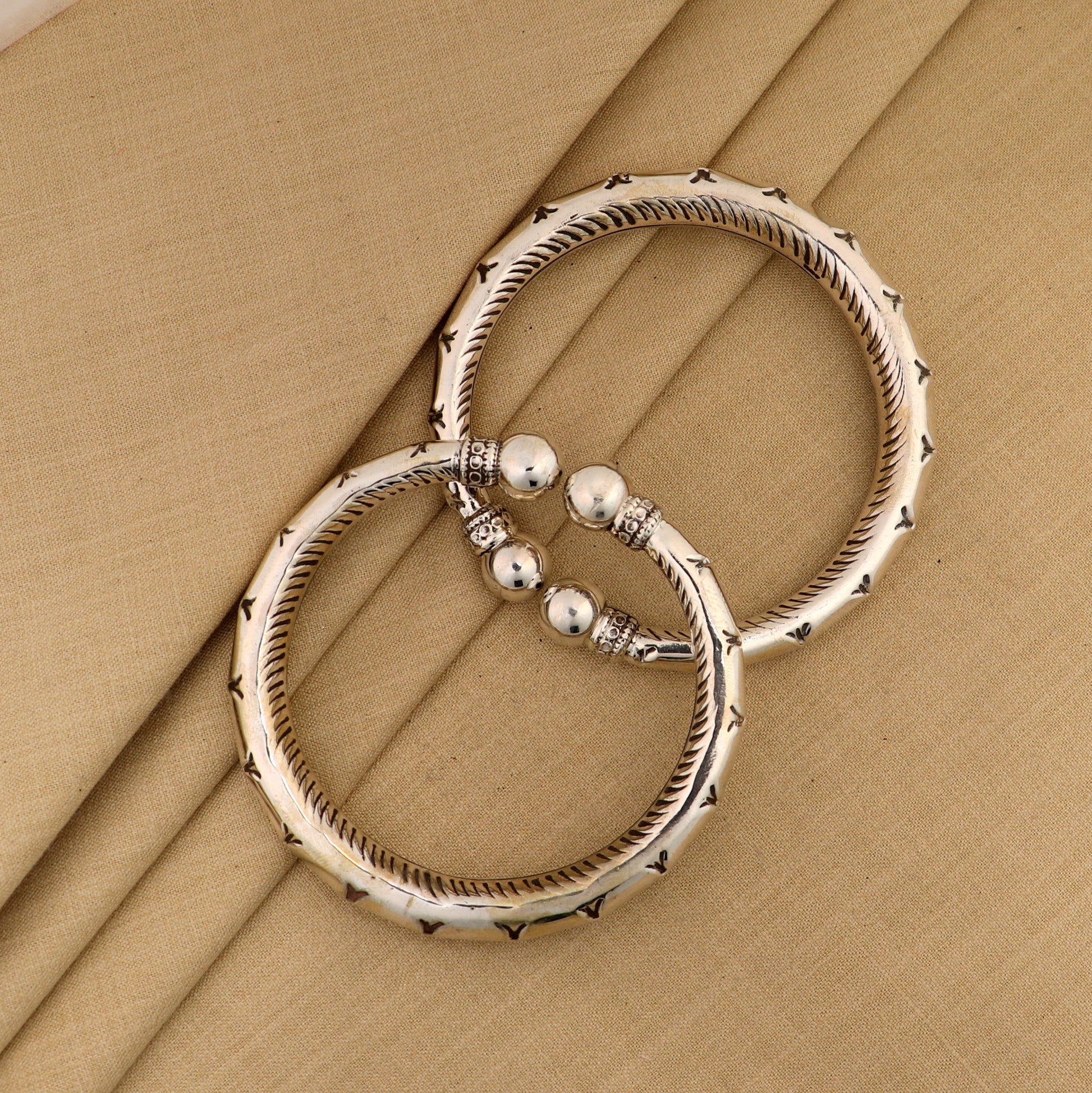 925 sterling silver customized work bangle bracelet kada pair,stylish bangle unisex jewelry nsk327 - TRIBAL ORNAMENTS