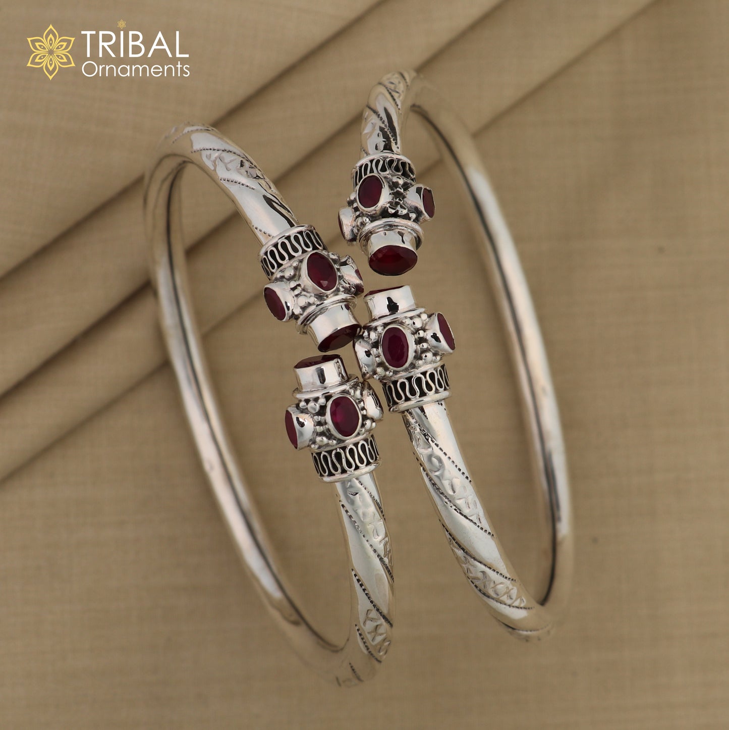 925 sterling silver stylish design ankle kada bracelet with red stone foot kada nsfk121 - TRIBAL ORNAMENTS