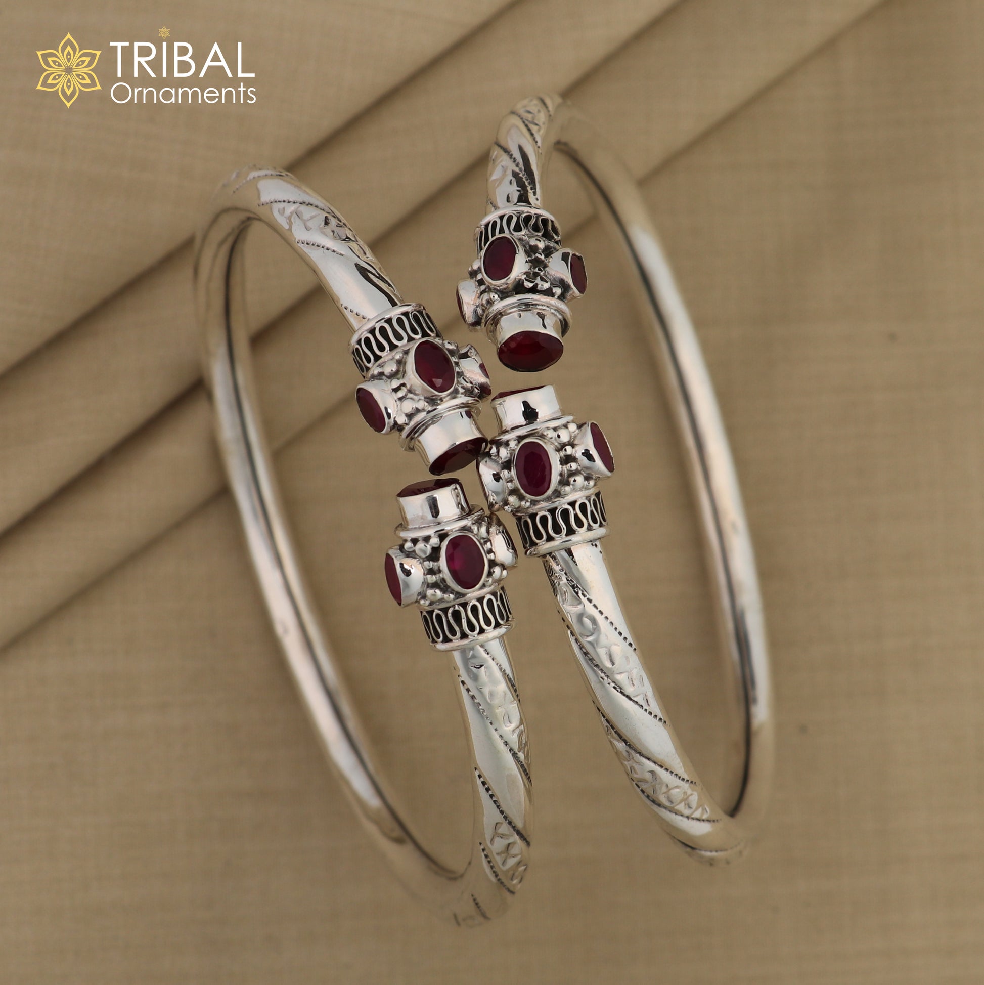 925 sterling silver stylish design ankle kada bracelet with red stone foot kada nsfk121 - TRIBAL ORNAMENTS