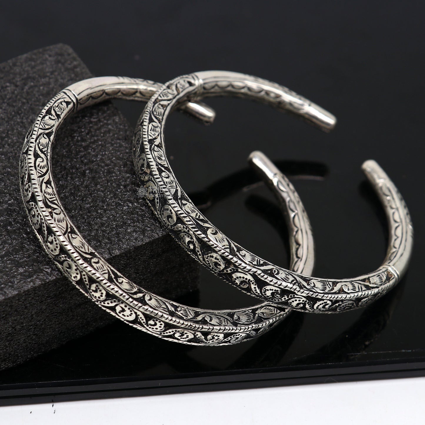 925 sterling silver Vintage design chitai work foot kada ankle bracelet tribal ethnic silver jewelry nsfk101 - TRIBAL ORNAMENTS