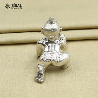 925 sterling silver Krishna idol figurine, Laddu Gopal crawling statue, divine Krishna statue by TRIBAL ORNAMENTS.