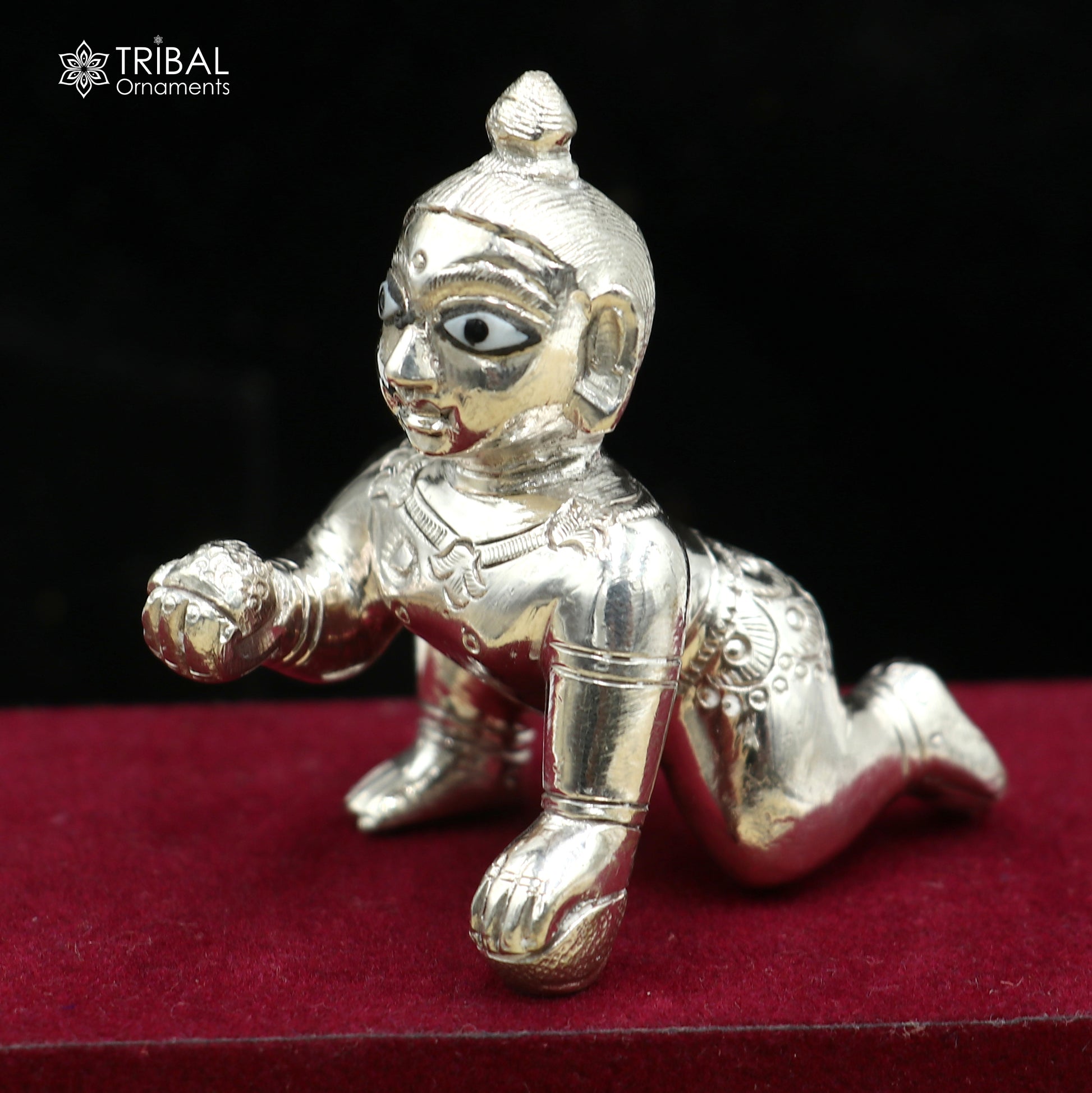 925 sterling silver idol divine Krishna, Laddu Gopal, crawling Krishna statue figurine  art839 - TRIBAL ORNAMENTS