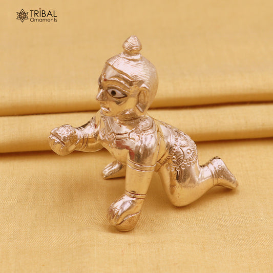 925 sterling silver idol divine Krishna, Laddu Gopal, crawling Krishna statue figurine  art839 - TRIBAL ORNAMENTS