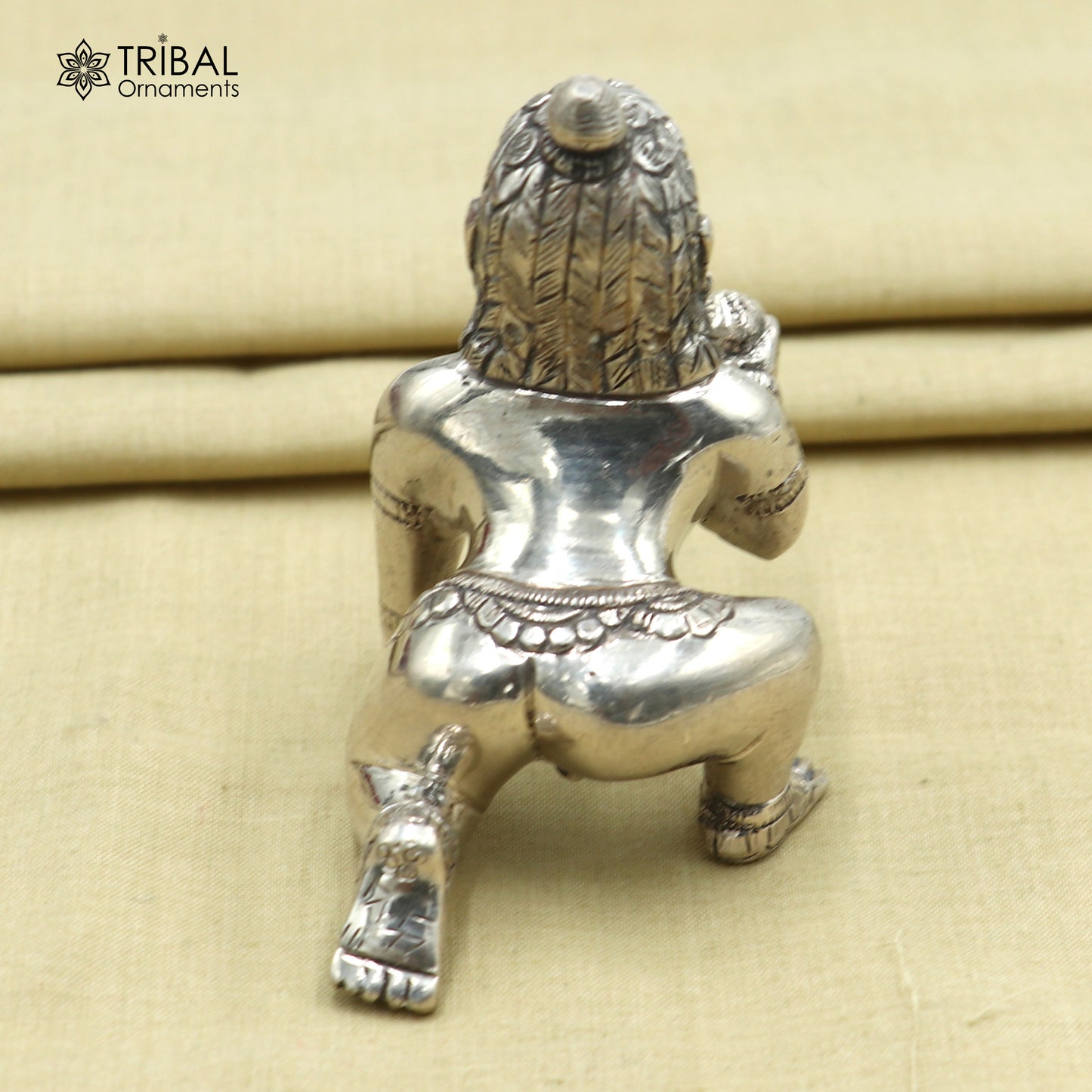 925 sterling silver idol divine Krishna, Laddu Gopal, crawling Krishna statue figurine art840 - TRIBAL ORNAMENTS