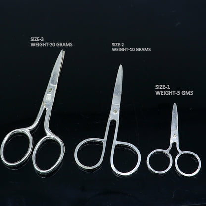 925 sterling silver handmade solid scissor, amazing unique silver tools for gifting to idols or puja articles su992 - TRIBAL ORNAMENTS