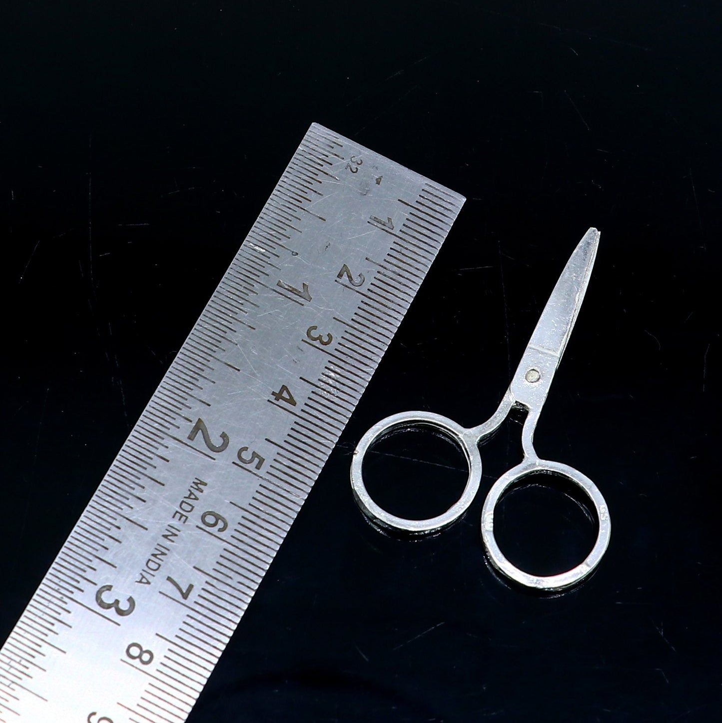 925 sterling silver handmade solid scissor, amazing unique silver tools for gifting to idols or puja articles su992 - TRIBAL ORNAMENTS