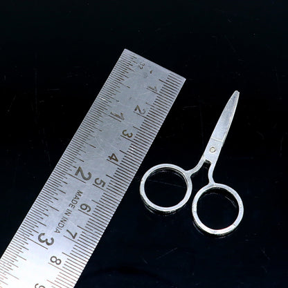 925 sterling silver handmade solid scissor, amazing unique silver tools for gifting to idols or puja articles su992 - TRIBAL ORNAMENTS