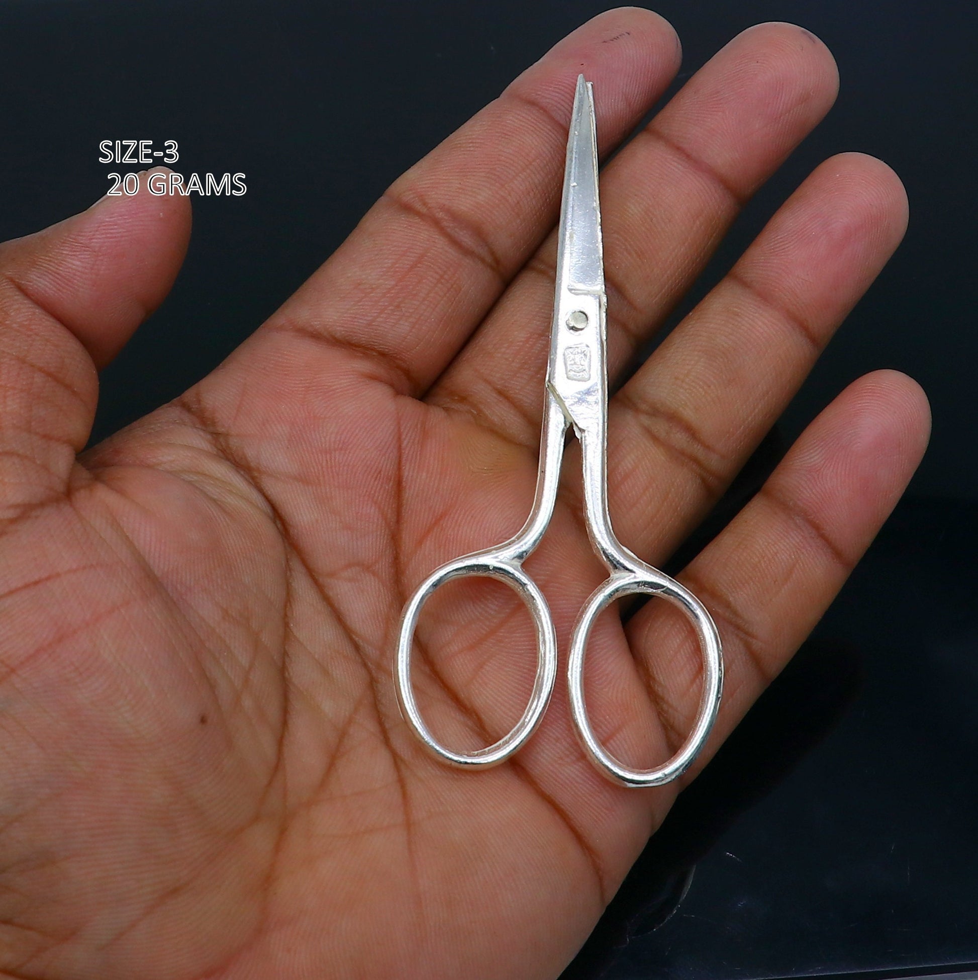 925 sterling silver handmade solid scissor, amazing unique silver tools for gifting to idols or puja articles su992 - TRIBAL ORNAMENTS