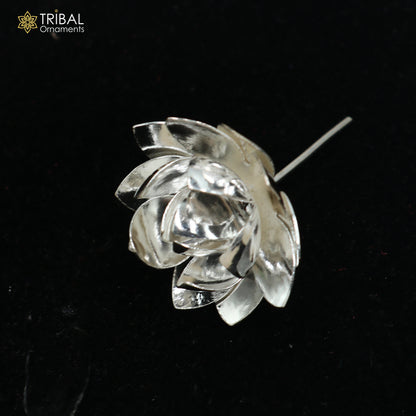 925 sterling silver lotus flower for puja worship, tribal ornaments temple article, traditional religious worship accessories