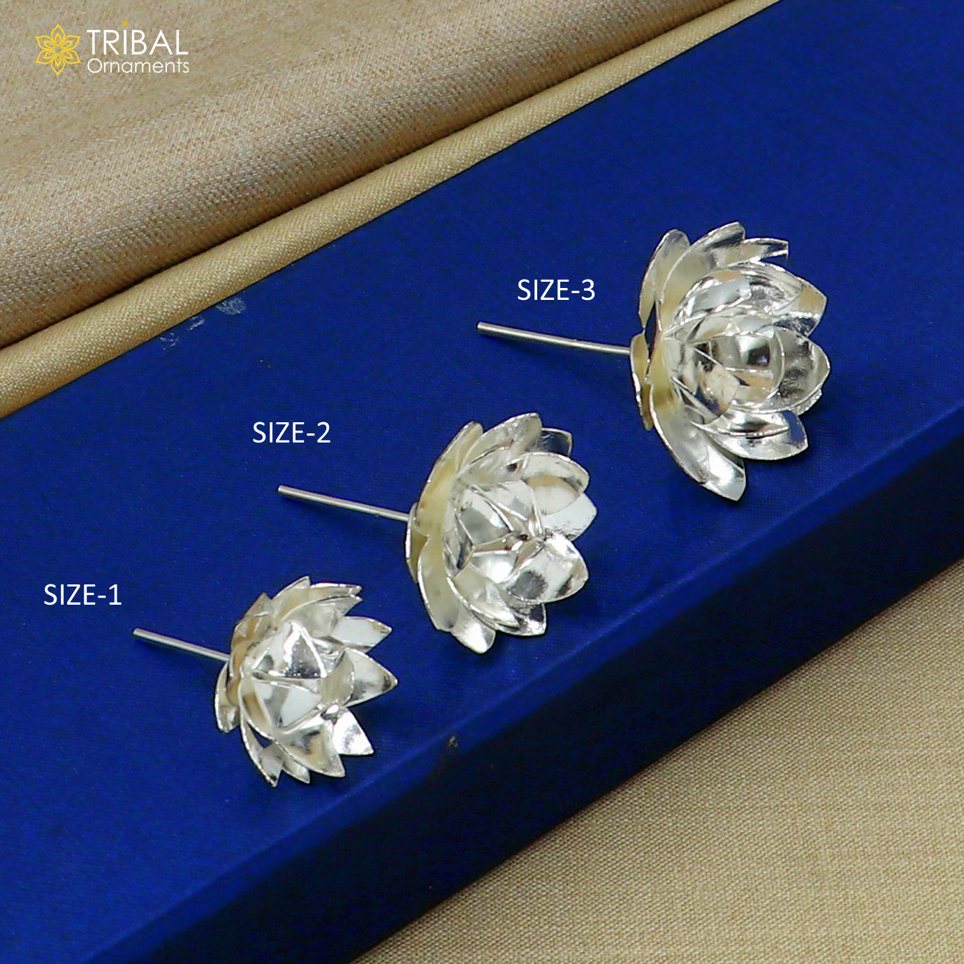 925 sterling silver lotus flower puja god temple worshipping articles su1341 - TRIBAL ORNAMENTS