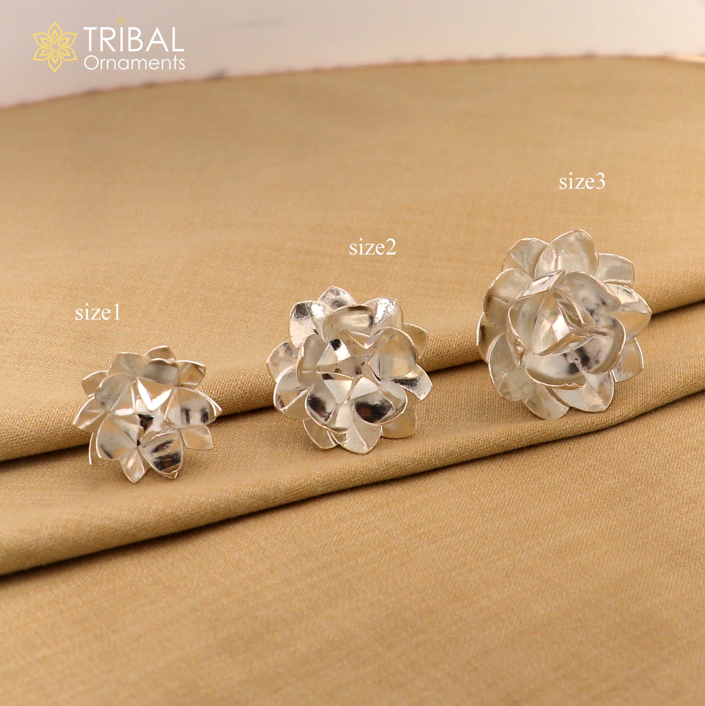 925 sterling silver lotus flower puja god temple worshipping articles su1341 - TRIBAL ORNAMENTS