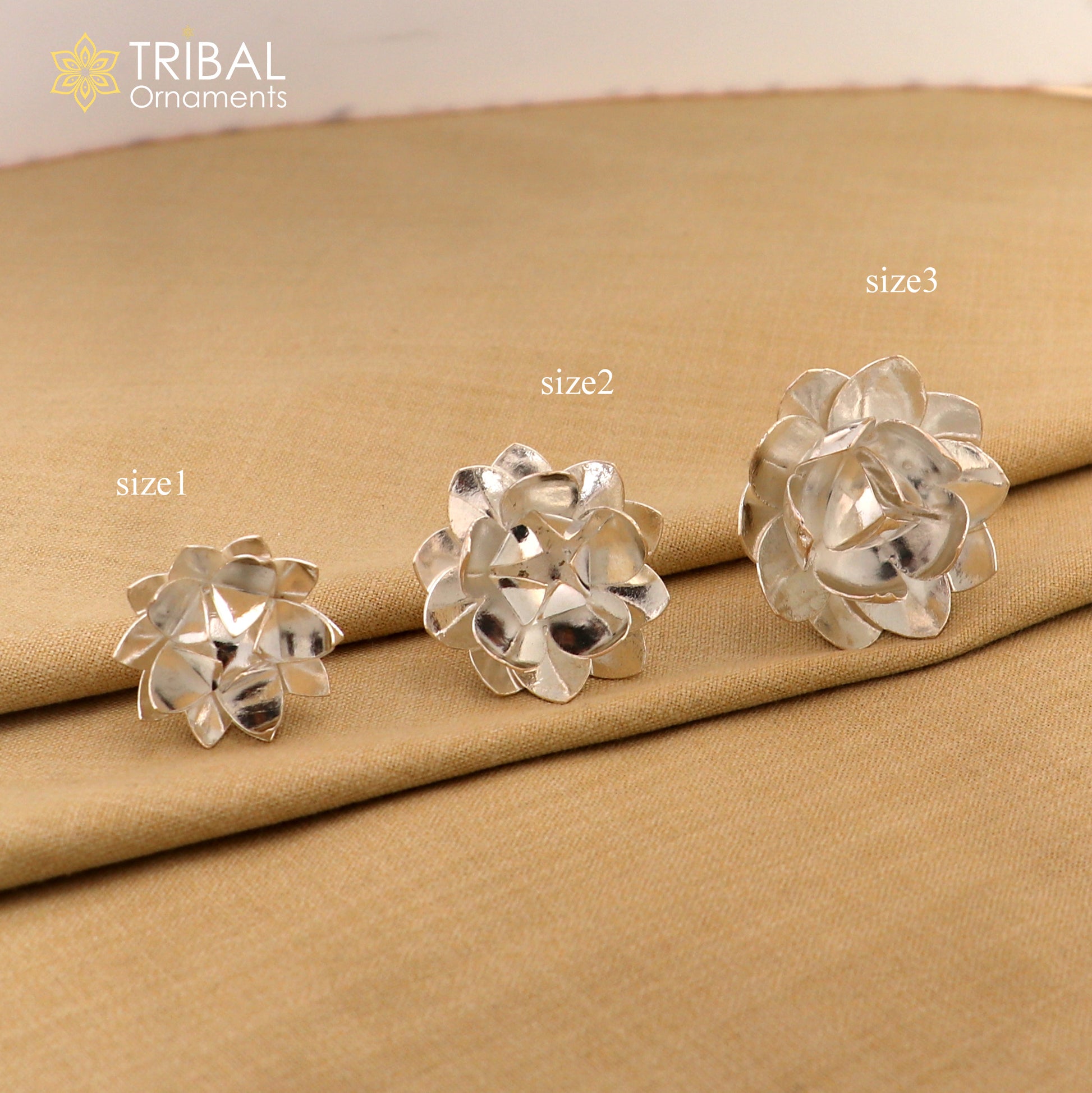 925 sterling silver lotus flower puja god temple worshipping articles su1341 - TRIBAL ORNAMENTS