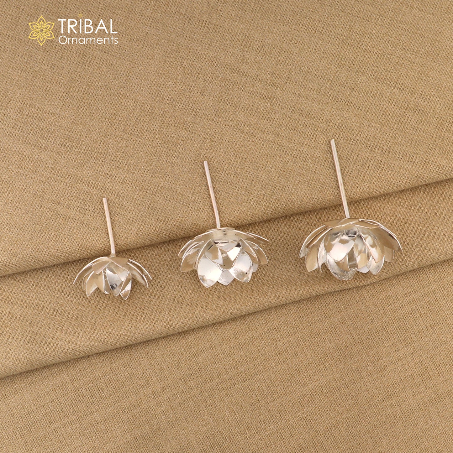 925 sterling silver lotus flower puja god temple worshipping articles su1341 - TRIBAL ORNAMENTS