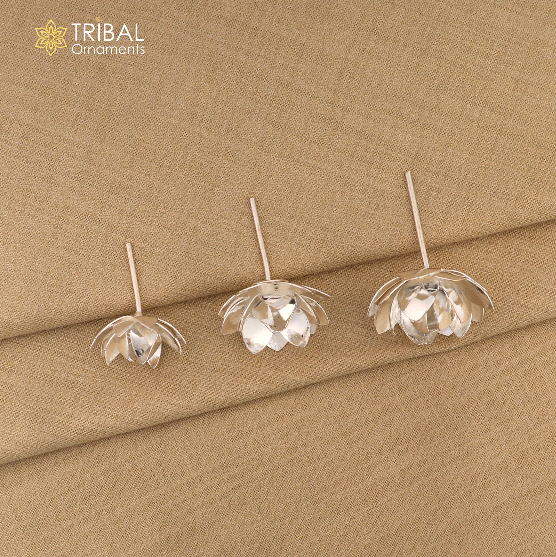 925 sterling silver lotus flower puja god temple worshipping articles su1341 - TRIBAL ORNAMENTS