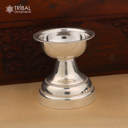 925 sterling silver oil lamp, silver Deepak, silver temple article, Diwali puja utensils art su1381 - TRIBAL ORNAMENTS