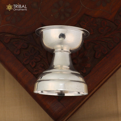 925 sterling silver oil lamp, silver Deepak, silver temple article, Diwali puja utensils art su1381 - TRIBAL ORNAMENTS