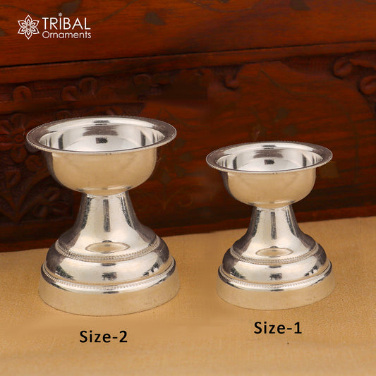 925 sterling silver oil lamp, silver Deepak, silver temple article, Diwali puja utensils art su1381 - TRIBAL ORNAMENTS
