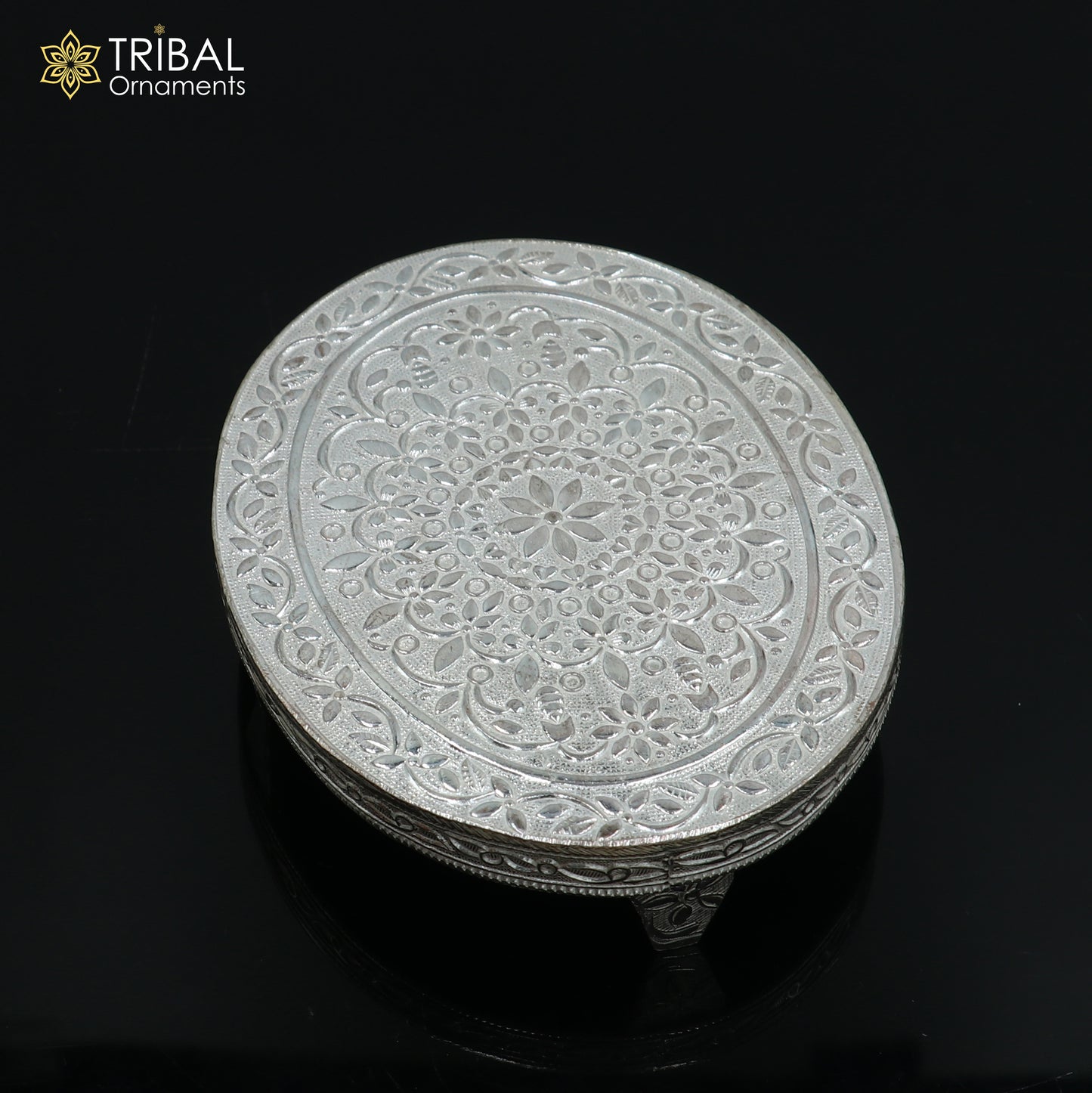 925 Sterling silver Oval shape bazot / chouki pooja utensils su1347 - TRIBAL ORNAMENTS