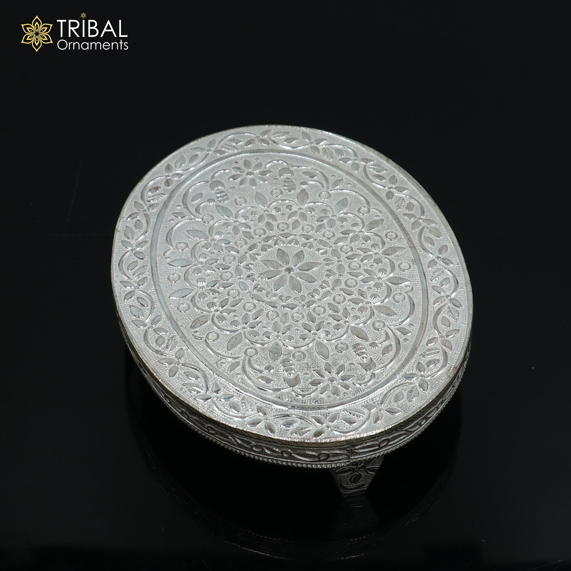 925 Sterling silver Oval shape bazot / chouki pooja utensils su1347 - TRIBAL ORNAMENTS