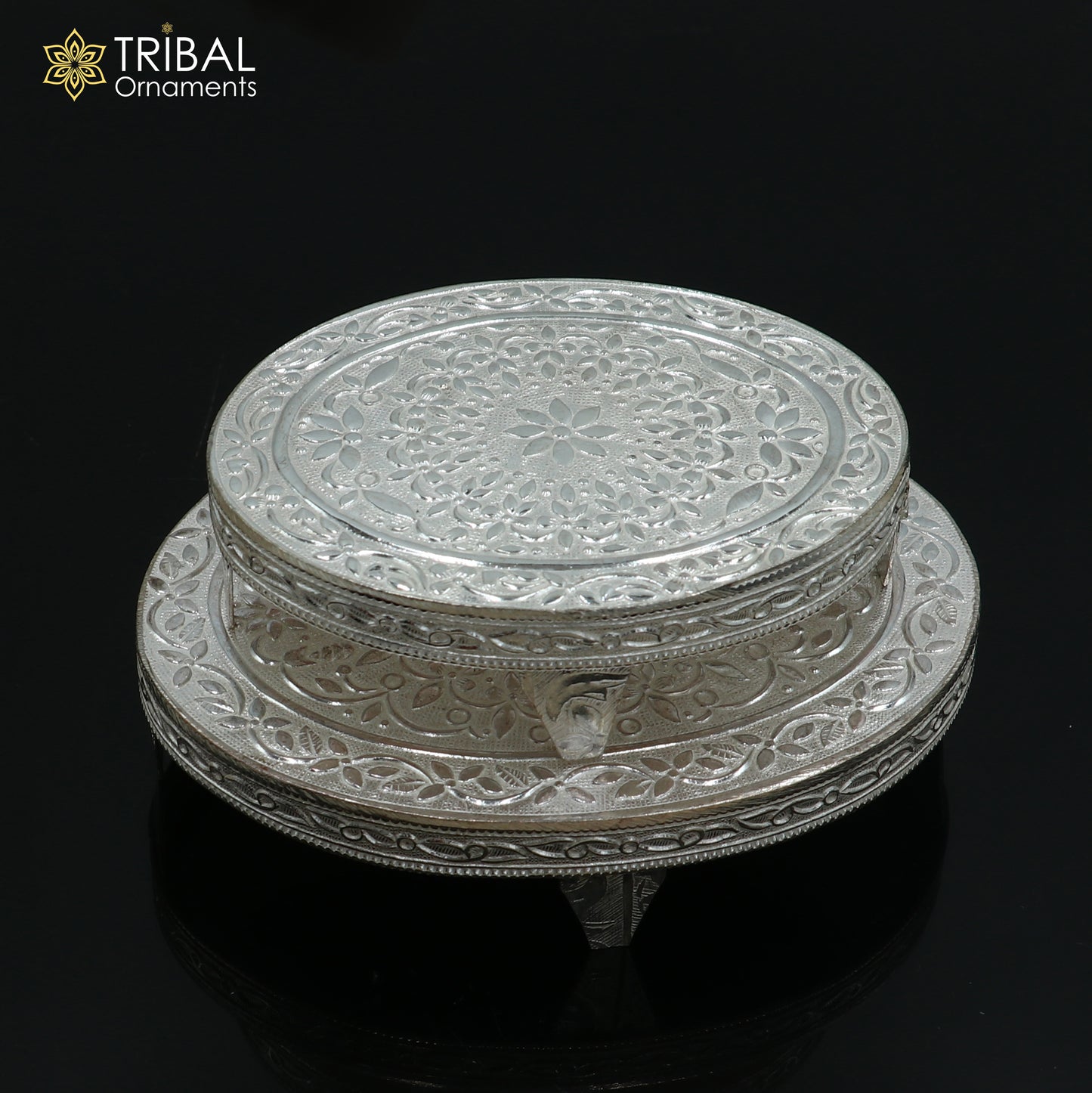 925 Sterling silver Oval shape bazot / chouki pooja utensils su1347 - TRIBAL ORNAMENTS