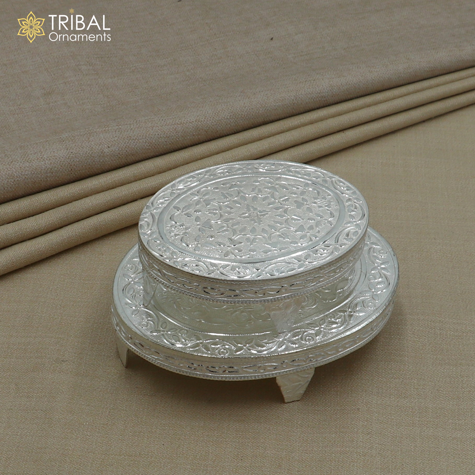 925 Sterling silver Oval shape bazot / chouki pooja utensils su1348 - TRIBAL ORNAMENTS