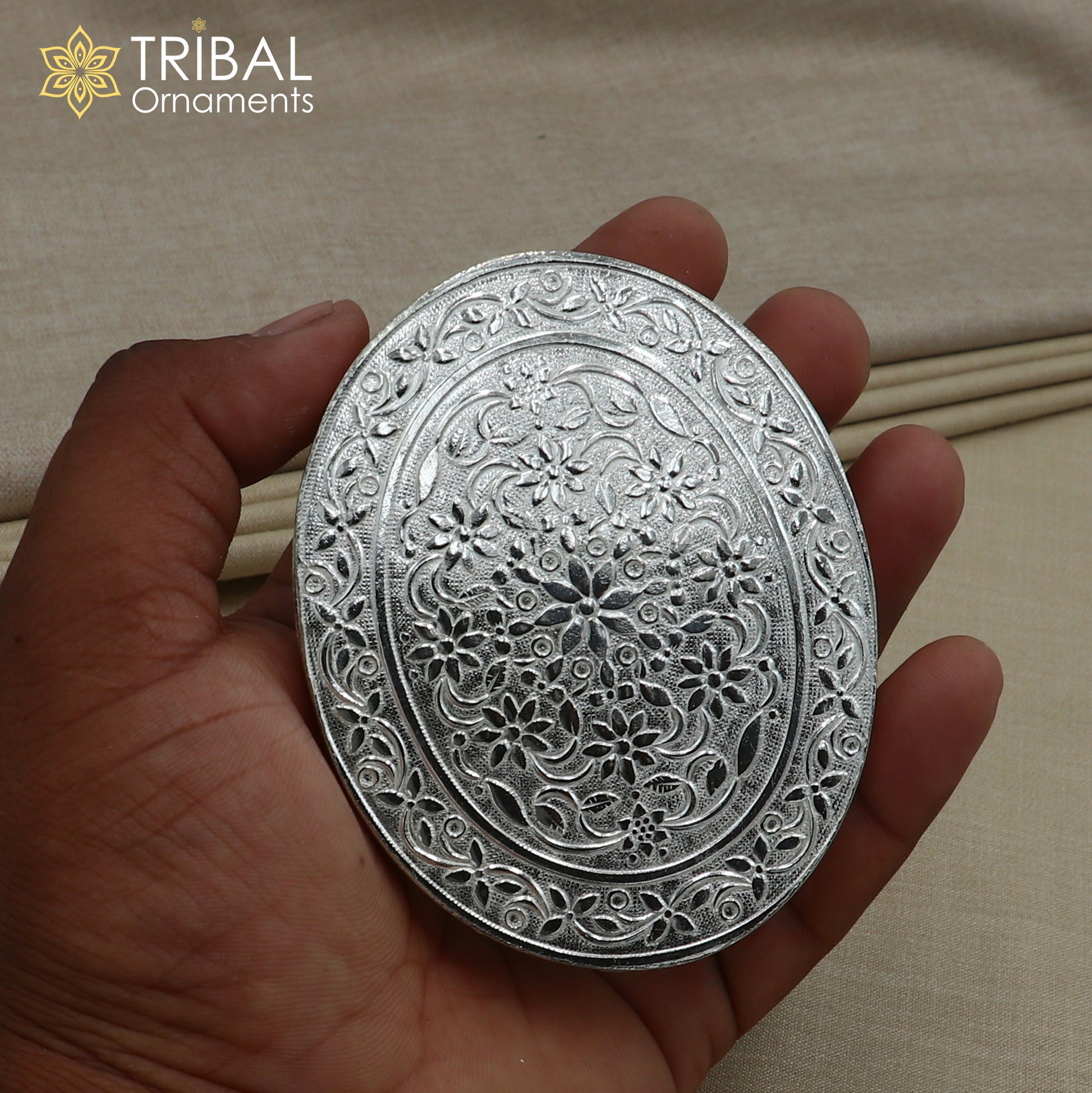 925 Sterling silver Oval shape bazot / chouki pooja utensils su1348 - TRIBAL ORNAMENTS