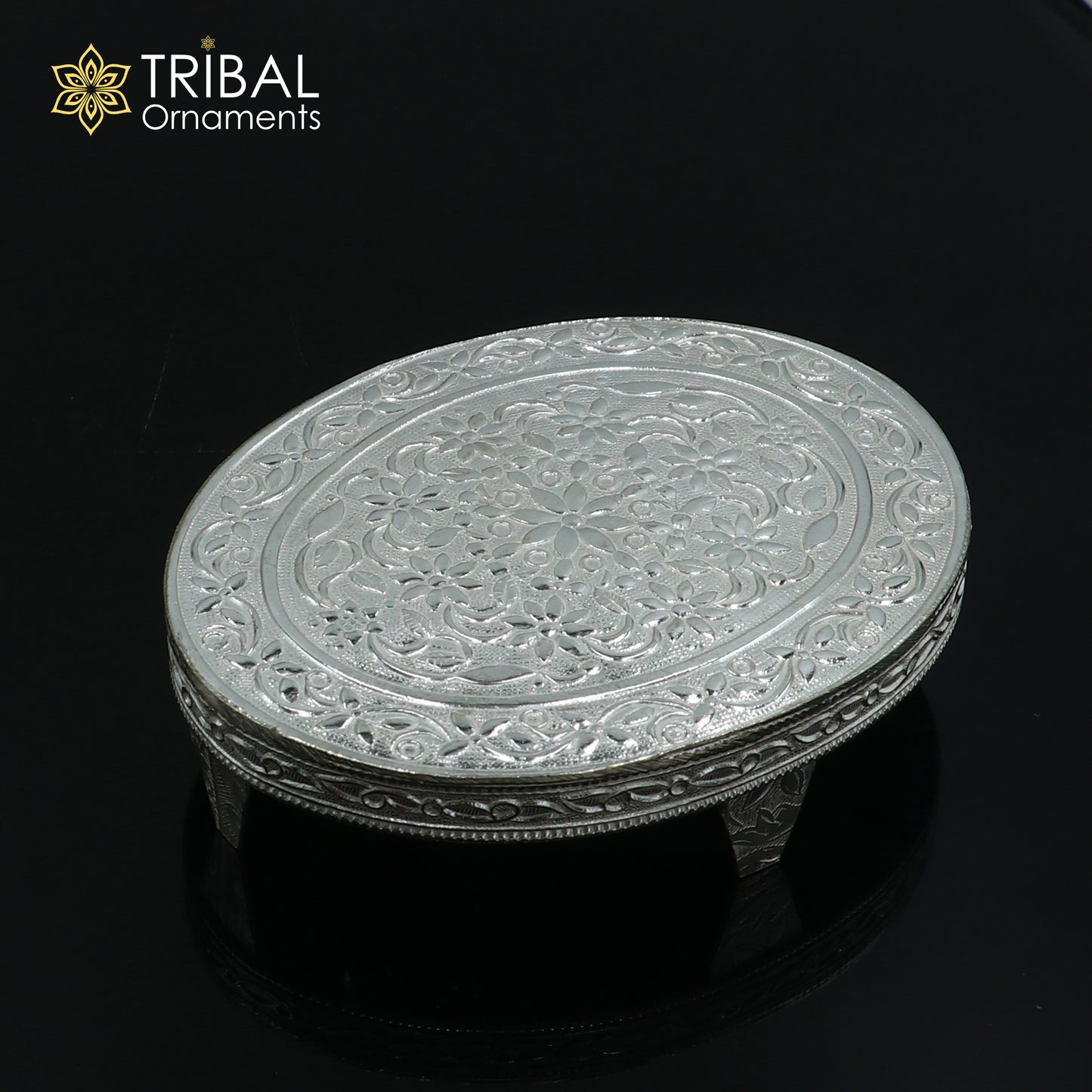 925 Sterling silver Oval shape bazot / chouki pooja utensils su1348 - TRIBAL ORNAMENTS