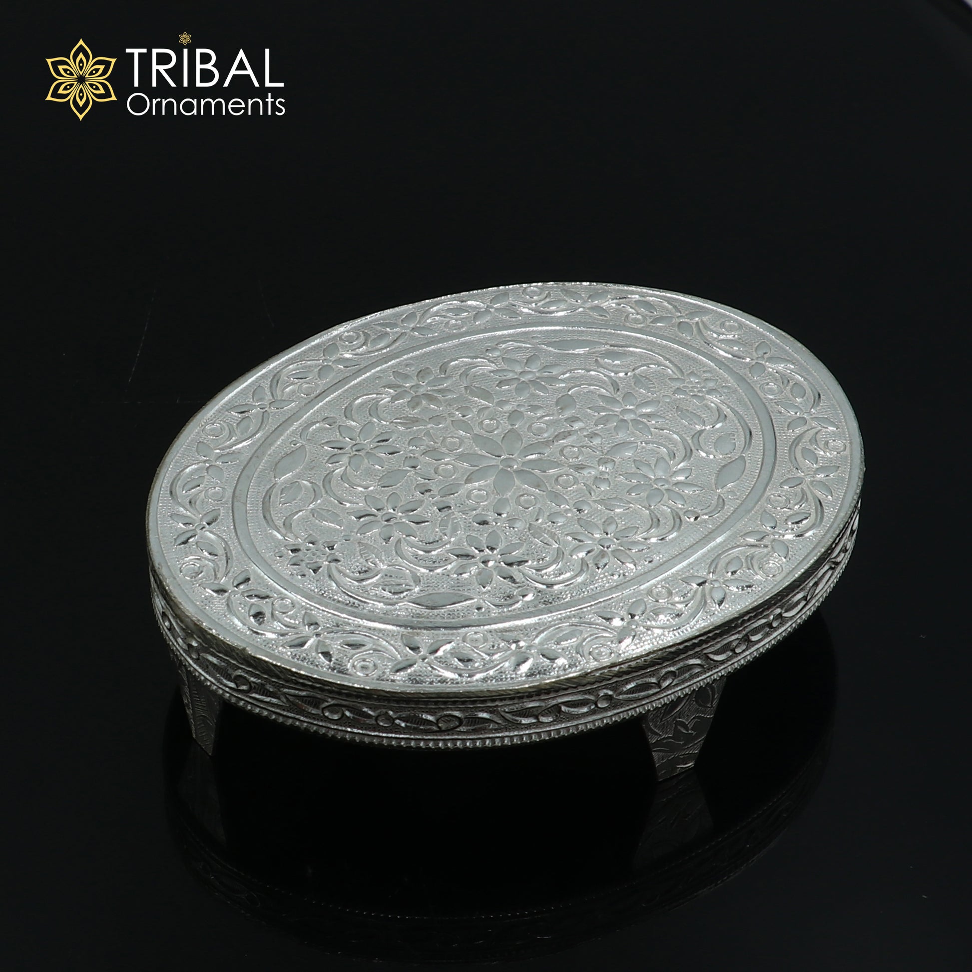 925 Sterling silver Oval shape bazot / chouki pooja utensils su1348 - TRIBAL ORNAMENTS