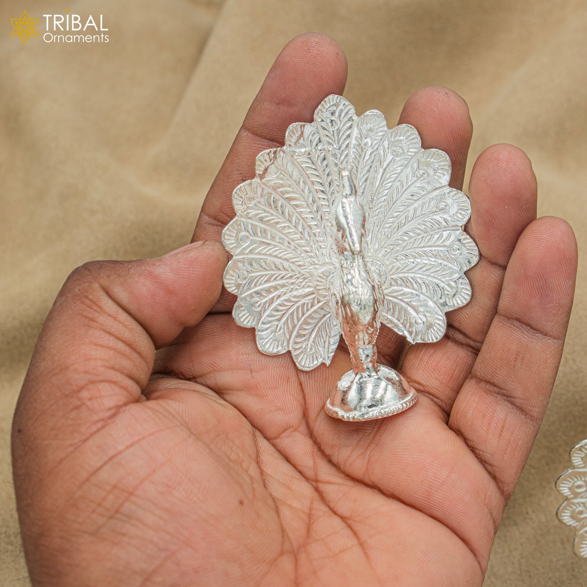 925 sterling silver peacock statue, sculpture home art, figurine art811 - TRIBAL ORNAMENTS