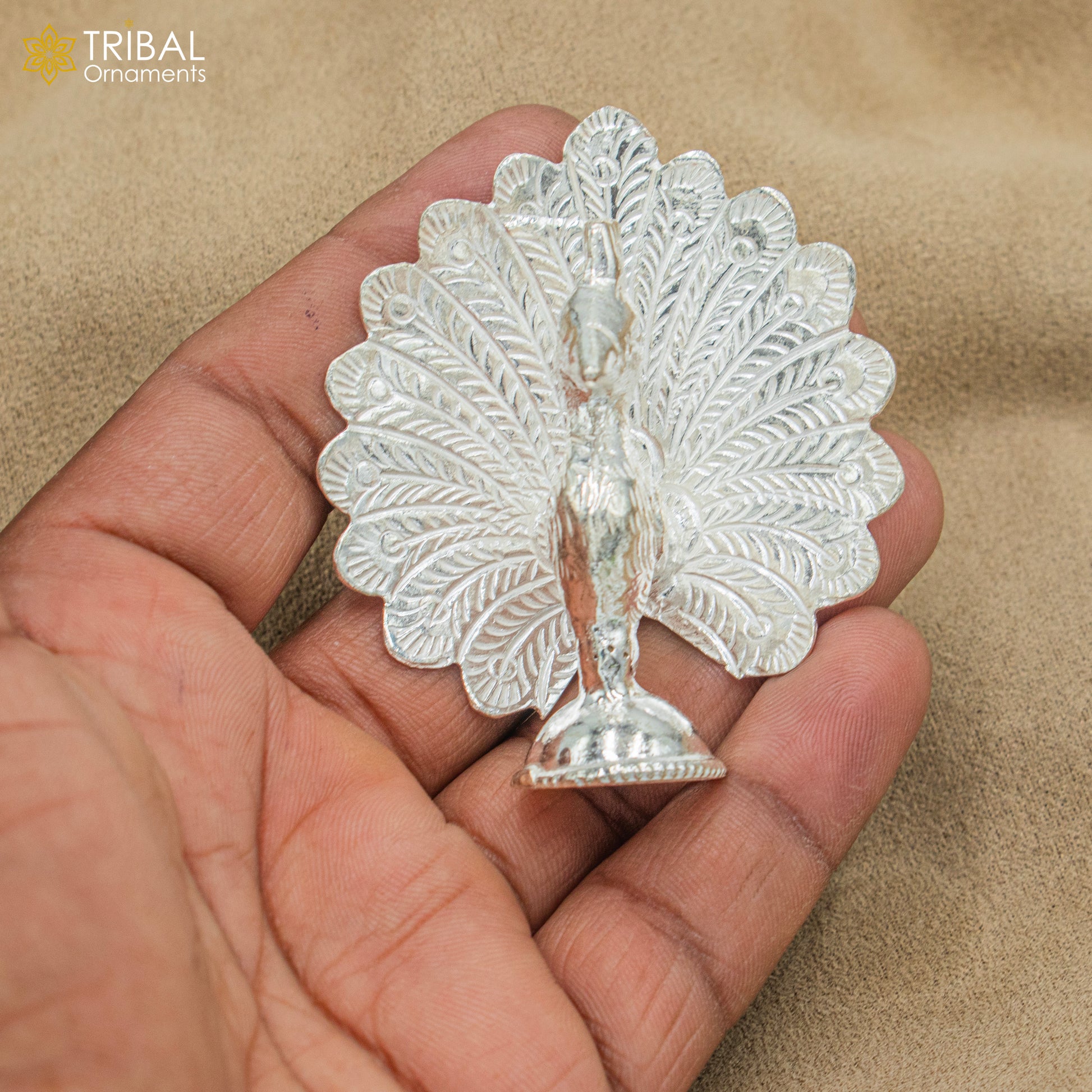 925 sterling silver peacock statue, sculpture home art, figurine art811 - TRIBAL ORNAMENTS