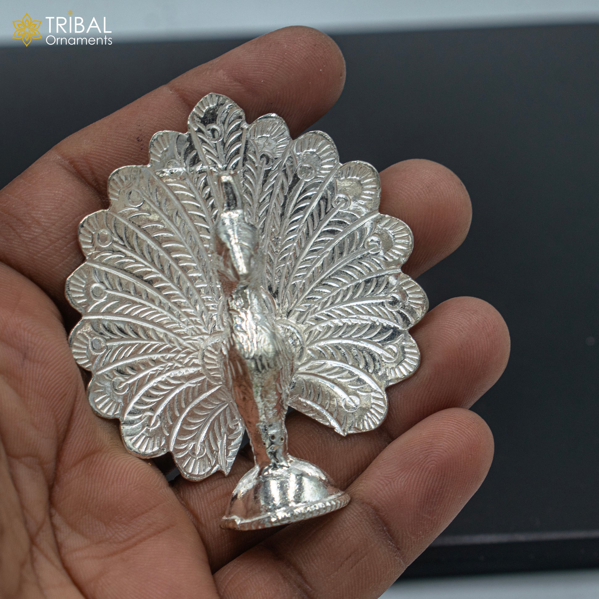 925 sterling silver peacock statue, sculpture home art, figurine art811 - TRIBAL ORNAMENTS