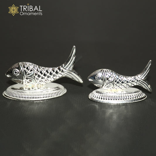 925 sterling silver silver fish, Lord vishnu avatar Matsya, Silver Puja Fish For Prosperity And Good Luck su1380 - TRIBAL ORNAMENTS